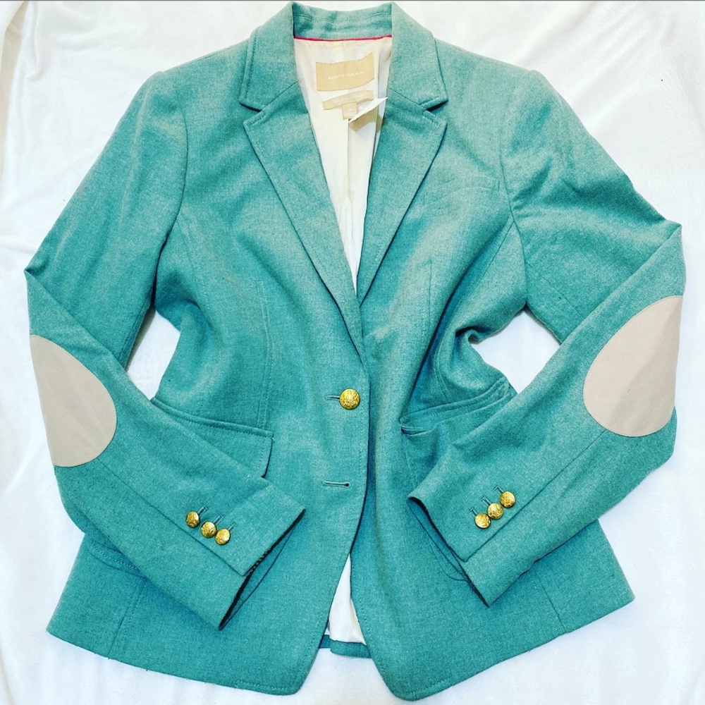 Banana Republic Mint Golden Button Blazer